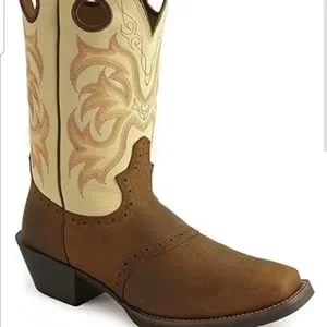 Men\'s Justin Stampede Punchy Cowboy Boots Sz.9 Mens Justin 2527 Stampede Punchy Western Buckskin Rawhide  main image 3